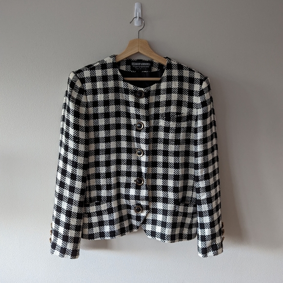 Herbert Grossman Jackets & Blazers - 80s Herbert Grossman dogtooth blazer